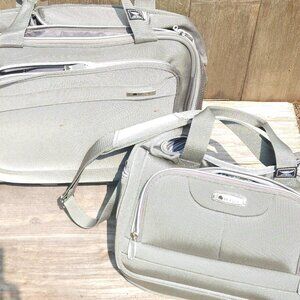 Vintage Gray Soft Sided Luggage Set of 2 Delsey Carry-on/Rolling